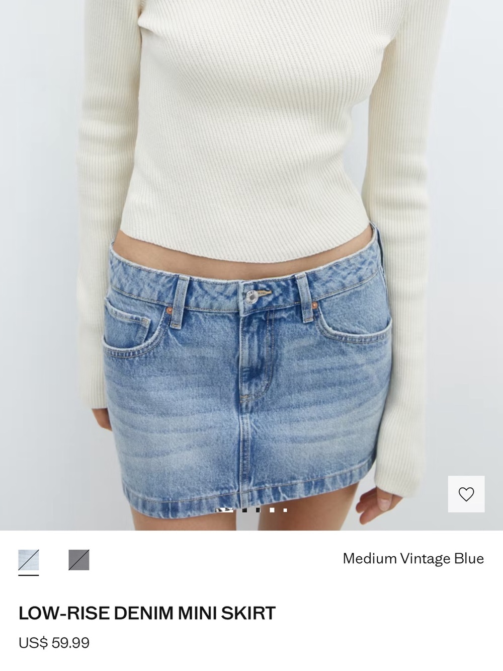 MANGO Low-rise denim mini skirt size Medium